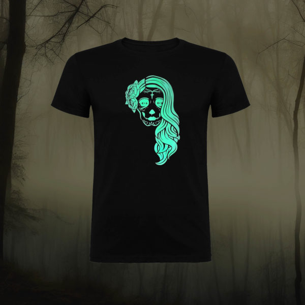 T-shirt phosphorescent tete mexicaine femme halloween